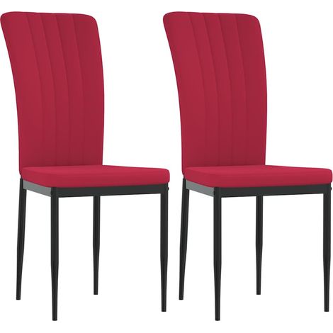 Lot de 2 Chaises de salle à manger - Chaises de cuisine Rouge bordeaux Velours (1/5)