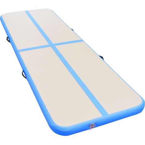 Tapis gonflable de gymnastique avec pompe 700x100x10cm PVC Bleu (1/5)