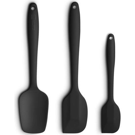 Set di 3 spatole in silicone resistenti al calore con rivestimento antiaderente e anima in acciaio. (1/5)