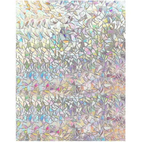 Film adhésif décoratif 3D arc-en-ciel pour fenêtres, capte la lumière du soleil, pour portes vitrées, isolation thermique, protection UV F26 (1/5)