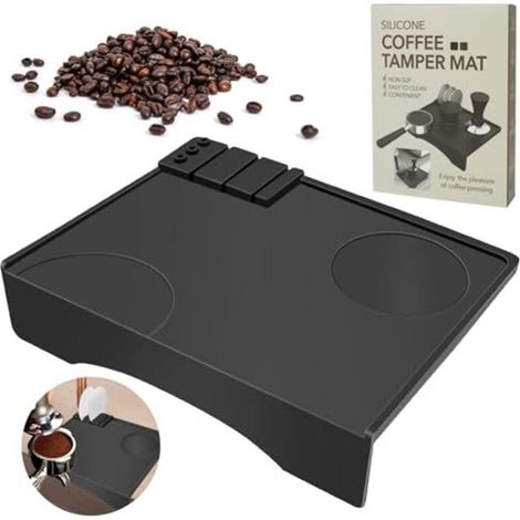 Rutschfeste Silikon-Kaffeetampfmatte mit integriertem Tamper – Premium-Barista-Zubehör für Espresso, Kantenschutz