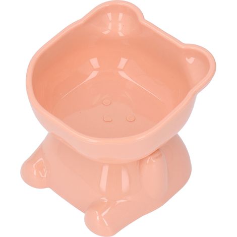 Gamelle surélevée pour animaux de compagnie, anti-basculement, en plastique rose, en forme de dessin animé, idéale pour l'eau et la nourriture des chats. (1/5)