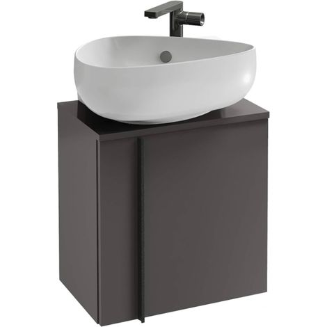 JACOB DELAFON Mueble WC bajo lavabo, Nouvelle Vague + lavabo gris antracita IZQUIERDA