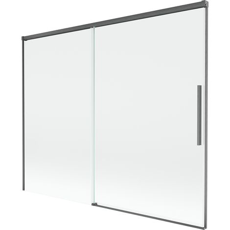 Mexen Rox mampara de ducha de 2 hojas deslizantes 190 x 150 cm, transparente, gris arma cepillado - 8C9-190-001-66-00
