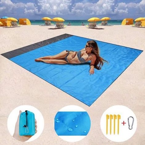 Tapis de Plage,210x200cm Tapis Pique Niques,Sandproof Beach Blanket,Pliable Natte de Plage,pour Pique-Nique,Voyage,Camping (1/4)