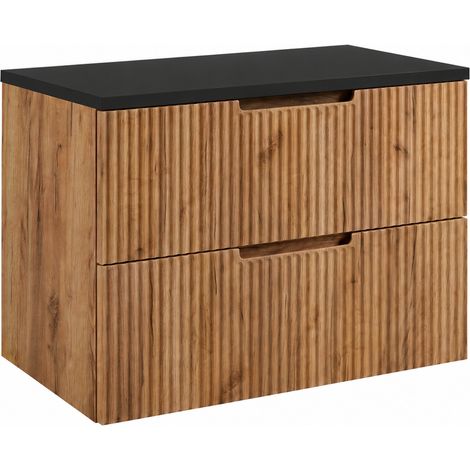 Mobile sottolavabo sospeso 80 cm, con piano, chiusura ammortizzata, Rovere Craft, 80 x 46 x 58,6 cm (1/5)
