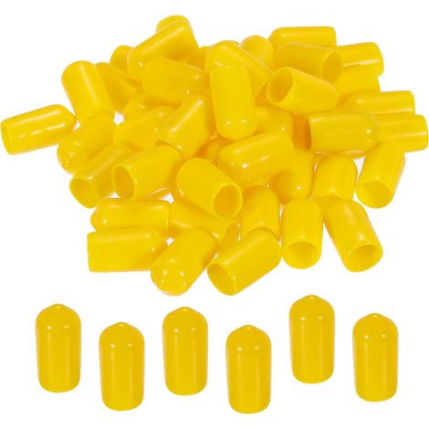 50pcs 8mm Caoutchouc Fin Capuchons Couvercle PVC Vinyle Jaune (1/4)