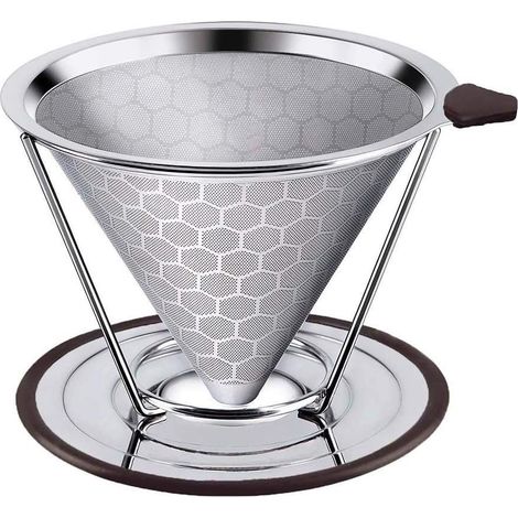 Kaffeefilter - Doppellagiger Kaffeefilter aus Edelstahl 304, geeignet für handgemahlenen Kaffee, ermöglicht die Zubereitung von 1 bis 6 Tassen auf einmal, ideal für den Gebrauch zu Hause.