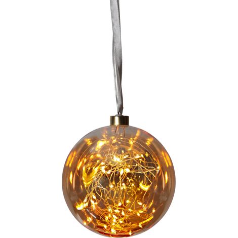 EGLO LED Weihnachtskugel für Innen, beleuchtete Glaskugel zum Aufhängen, Leuchtkugel Amber zum Hängen, Deko Wohnzimmer, warmweiß, Strom-Betrieb, 3m Kabellänge, Ø 15 cm (1/3)