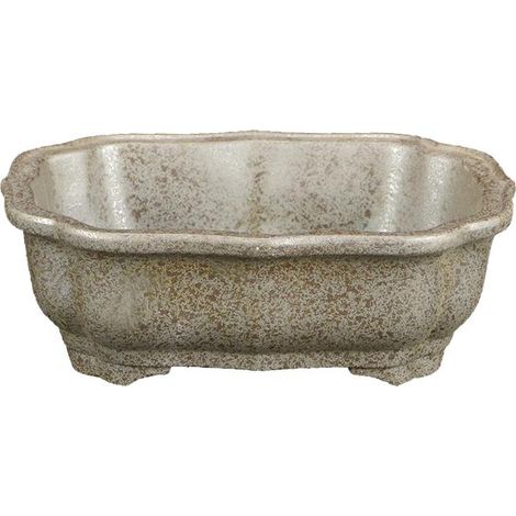 Vaso per bonsai rettangolare in gres argentato 14x10x4,5 cm - ZL304