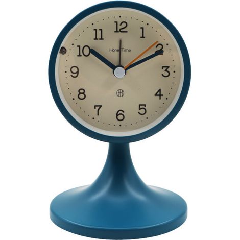 Métal Reveil Vintage Silencieux, avec Support Amovible,Réveil Matin Analogique, Ancien Horloge de Chevet sans Tic-tac pour Bureau Chambre Table（bleu）