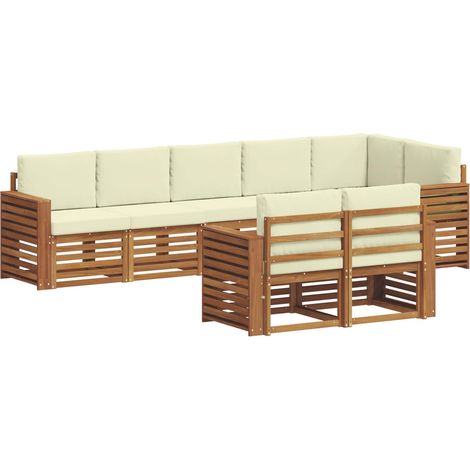 Outdoor Sofa Set 8 pcs Natural and Cream Polyester vidaXL (1/5)