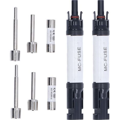 Juego de conectores solares fotovoltaicos, conector fotovoltaico para panel solar, conector con fusible solar integrado IP68 resistente al agua y a los rayos UV de 1000 V para cables/controladores sol (1/5)