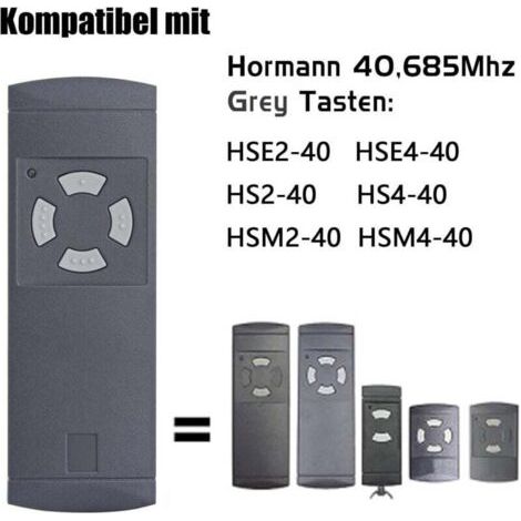 NALOOKAMIC Compatible avec Hormann HS4 40,685MHz Touches Grises Télécommande d'ouverture de Porte de Garage pour HORMANN HS2-40, HSE2-40, HSE2-40, HSM2-40, HSM4-40 Télécommande 2 pièces (1/3)