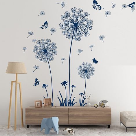 Autocollants Muraux Pissenlit - Papillons - Décor Murale pour Chambre d'Enfant - PVC Écologique - Réutilisable - Taille Totale 135 x 159 cm - Lot de 1 (1/5)