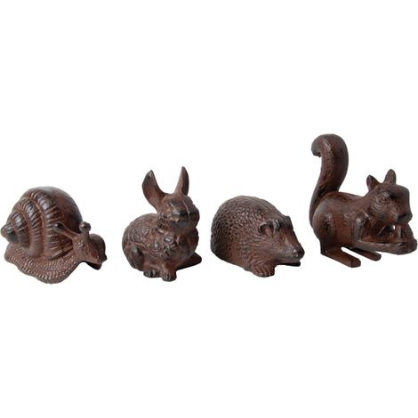 Lot de 4 animaux en fonte - Marron - H 17,3 cm - Livraison gratuite (1/5)