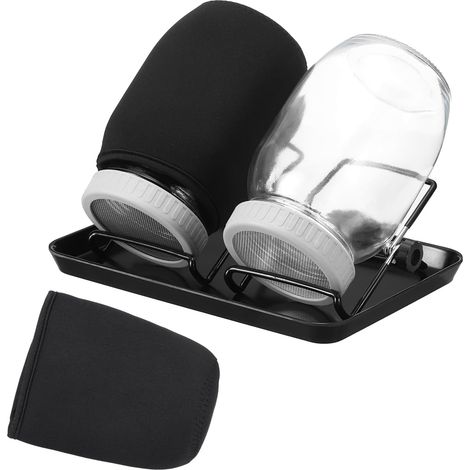 2Pcs Bocal de Germination Pot de Germination avec Couvercles Tamis en Acier Inoxydable Plateaux de Culture pour Germes, Cresson et Micro-Pousses avec Guide et Support, Gris (1/5)