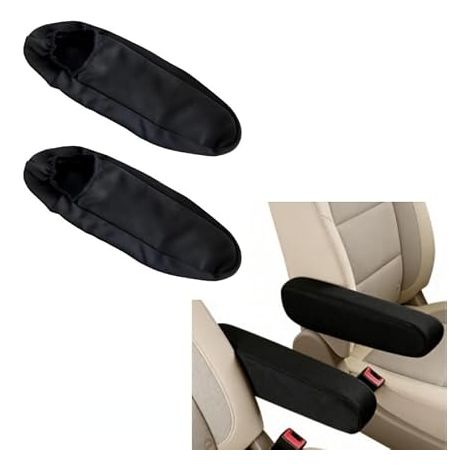 2 Pcs Universal Black Car Arm Rest Covers Arm Rest Cover Protector for Cars SUV Vans Trucks Front Armrest Protector Cover Elastic Fabric (1/5)