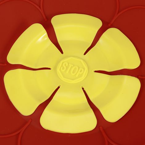 Couvercle de casserole anti-débordement et anti-poussière en silicone rouge de 28 cm, idéal pour la cuisine. (1/5)