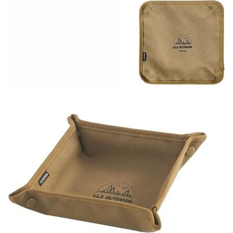 Plateau portable - Plateau pliable - Plateau de service - Boîte de rangement - 23 x 23 x 5,5 cm - Tissu Oxford - KakiKaki (1/5)
