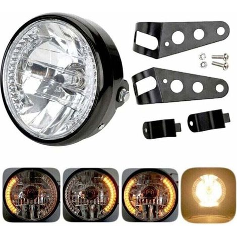 Phare rond de moto avec projecteur LED et support de montage, halogène 12 V, LED 7 pouces (1/4)