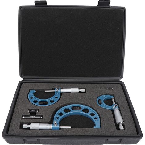 Set di 3 micrometri in acciaio per cuscinetti, strumento di misurazione del diametro esterno ad alta precisione 0-75 mm -Crezuo