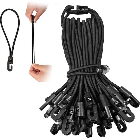 Elastic Bungee Cord with Hooks, 40 Pieces 15 cm Sandow for Tarpaulin, 2 x Durable Elastic Bungee for Tarpaulin/Pool/Camping, Multi-Position Elastic Rope for Cycling (1/5)