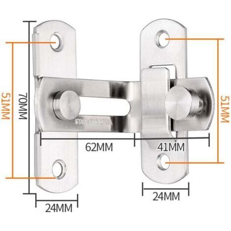 PA Moraillon Porte Acier Inoxydable Serrure Loquet Coulissante Angle Droit 90 Degrés Brossé (1/4)