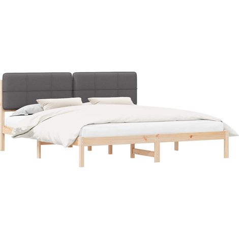 Lit double  Lit adulte  Cadre de lit avec tête de lit rembourrée Gris foncé