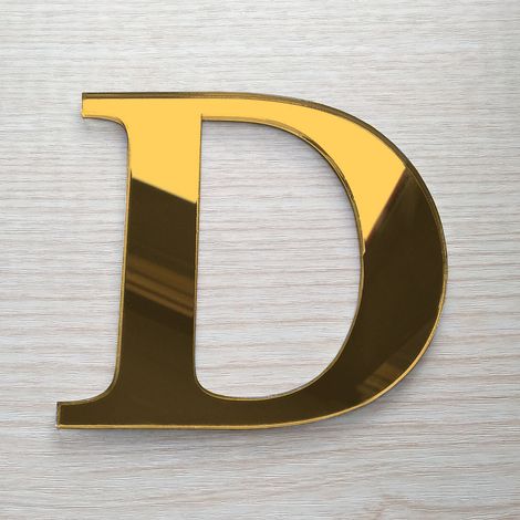 Lettre Miroir Or Décorative Plexiglass.- D - 15 cm