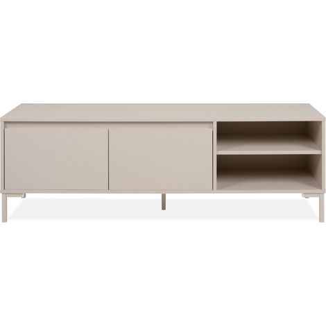 CALICOSY - Meuble TV 2 portes, 2 niches couleur cachemire L150 cm - NERIO (1/5)