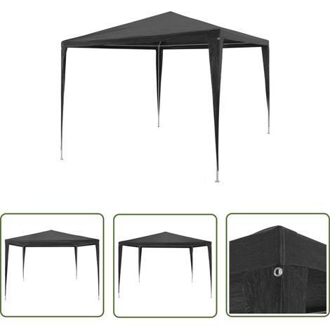 The Living Store Tente de réception 3x3 m PE Anthracite - Tente De Réception - Abri Extérieur - Parasol - Gazebo - Auvent (1/5)