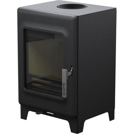 Supra – Poêle à bois fonte acier 4.8kW noir – Double combustion – Compatible RE2020 – Acceptant bûches jusqu'à 30 cm