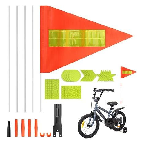 Bandierina per bicicletta 150 cm adesivi riflettenti (1/5)