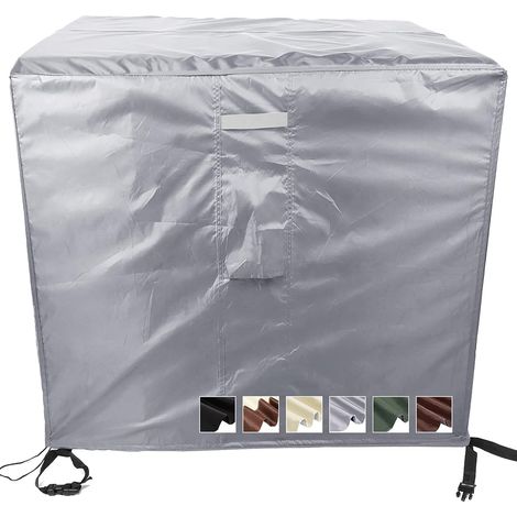 QAZQA Housse Salon de Jardin avec grilles d’aération 60x60x60cm Housse de Protection pour Table Chaise Meubles Housse de Table Jardin bâche Salon de Jardin carré Robuste Tissu Oxford 420D-Argent (1/5)