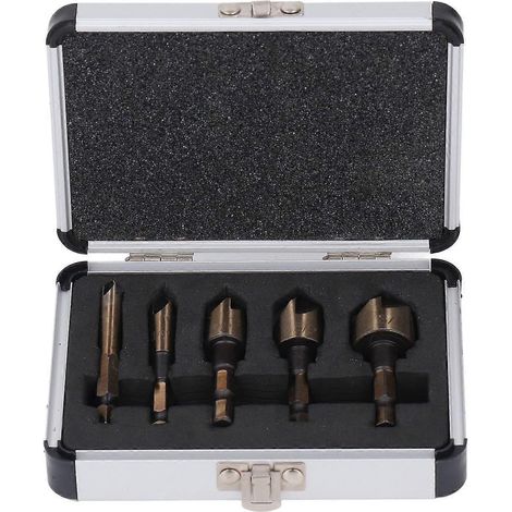 5-teiliges Senkbohrer-Set (1/4 Zoll, 3/8 Zoll, 1/2 Zoll, 5/8 Zoll, 3/4 Zoll) mit 5 Schneiden und 1/4-Zoll-Sechskantaufnahme