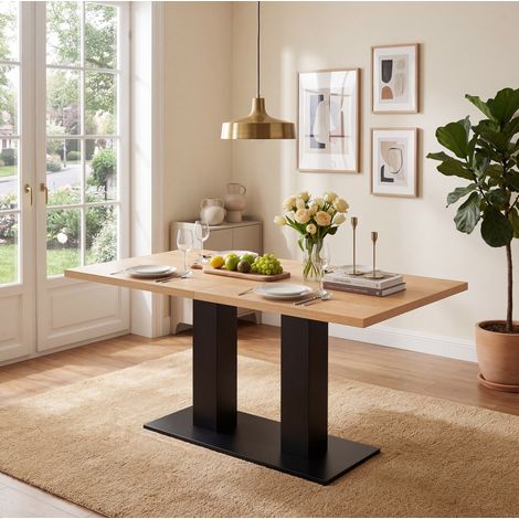 Tavolo da pranzo allungabile 140-180x70x75 cm in MDF naturale - MEUBLIV (1/5)