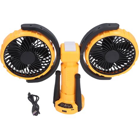 Faltbarer Doppelventilator, Tischventilator zur Kühlung im Freien, ideal für Camping, Reisen, Angeln und Picknicks, USB-aufladbar, Orange/Rot (1/5)