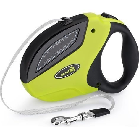 Laisse Chien Enrouleur 5m, Laisses Rétractables pour Chiens(Jusqu'à 50Kg), avec Ruban en Nylon Solide, Un Boutton S'arrêter/Bloquer, Grande Poignée Ergonomique,pour Petit, Moyen Chiens (1/5)