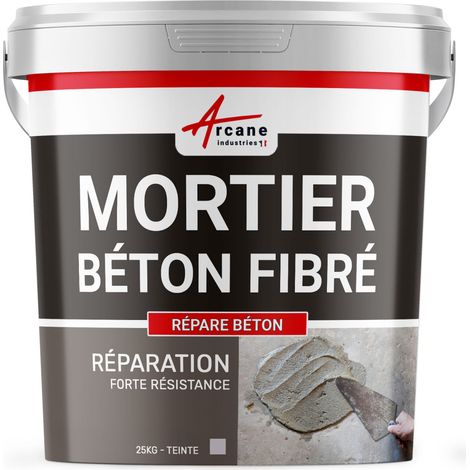 Arcane Industries – Mortier de réparation fibré pour béton armé – Réparation structurelle mur, balcon, terrasse – 25 kg – Résistant à l'eau de mer