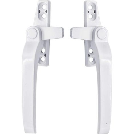 Poignées de fenêtre, paire de poignées de fenêtre universelles blanches de remplacement en alliage d'aluminium, main droite/gauche, avec serrures (1/5)