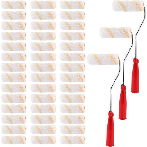 Lot de 60 Rouleaux à Peinture, Mini Rouleau à Peinture Avec Poignées en Caoutchouc 10 cm - Avec 3 poignées - Pour peinture, peinture et rénovation(10cm) (1/5)