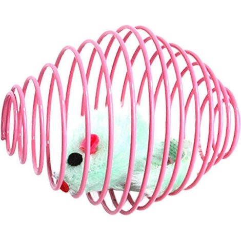Jouet à ressort rétractable pour chat, balle roulante pour chat, jouet à ressort coloré et amusant, adapté aux souris en cage. (1/5)