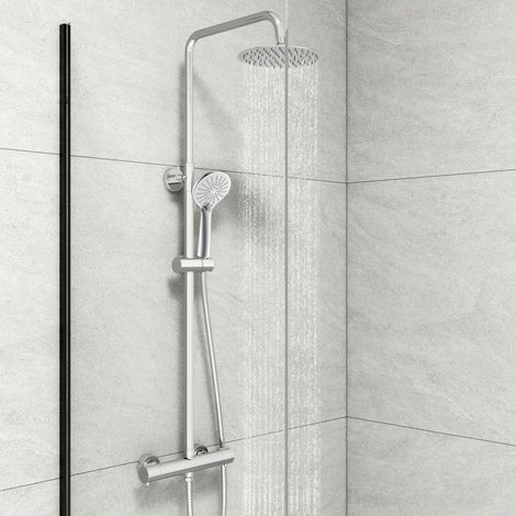 Biubuibath Thermostatic Round Exposed Valve Mixer Shower Set Chrome (1/5)