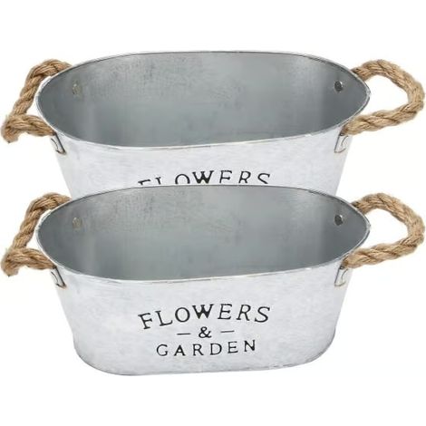 pots rustiques en métal avec poignées, pots de style campagnard pour plantes succulentes et herbes aromatiques, contenants à plantes vintage pour (1/5)