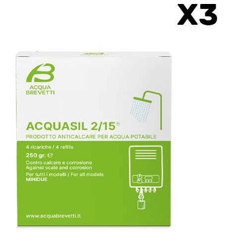 Anticorrosivo Antincrostante Acqua Brevetti AcquaSIL 2/15 4 Sacche Usa e Getta da 250GR - PC100 - 3 Confezioni
