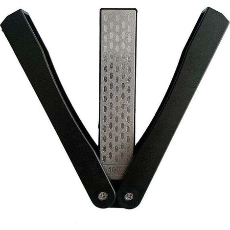 BR-Vie Diamant-Messerschärfer, doppelseitiger Messerschärfer, Diamant-Schärfstein, klappbar, Taschenformat, Körnung 400/600, faltbares Schärfwerkzeug für Camping und Outdoor-Küche - Crezuo