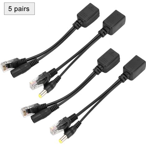 5-paariger DC12V PoE (Power over Ethernet) Splitter/Injektor-Adapter für IP-Kameras, schwarz (1/5)