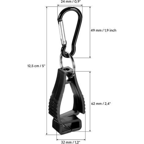 Clips para guantes de 12 piezas，soportes para guantes，soportes para cinturones de guantes，sujetadores para guantes de trabajo，negro (1/4)