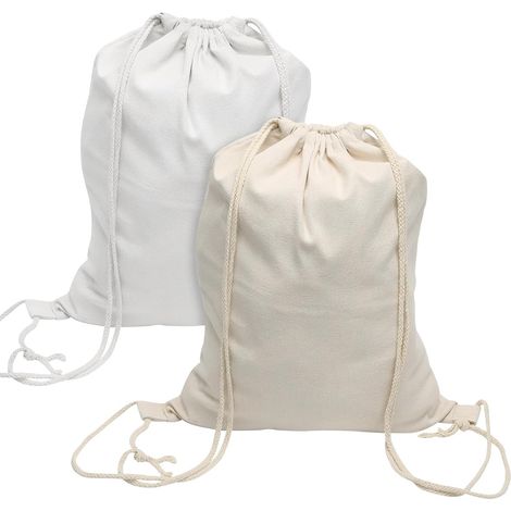 Lot de 2 sacs de gym en toile à peindre, 34 x 43 cm, en tissu, avec cordon de serrage, sac de sport pour femme, homme, enfant, sac en tissu pour le sport et les voyages